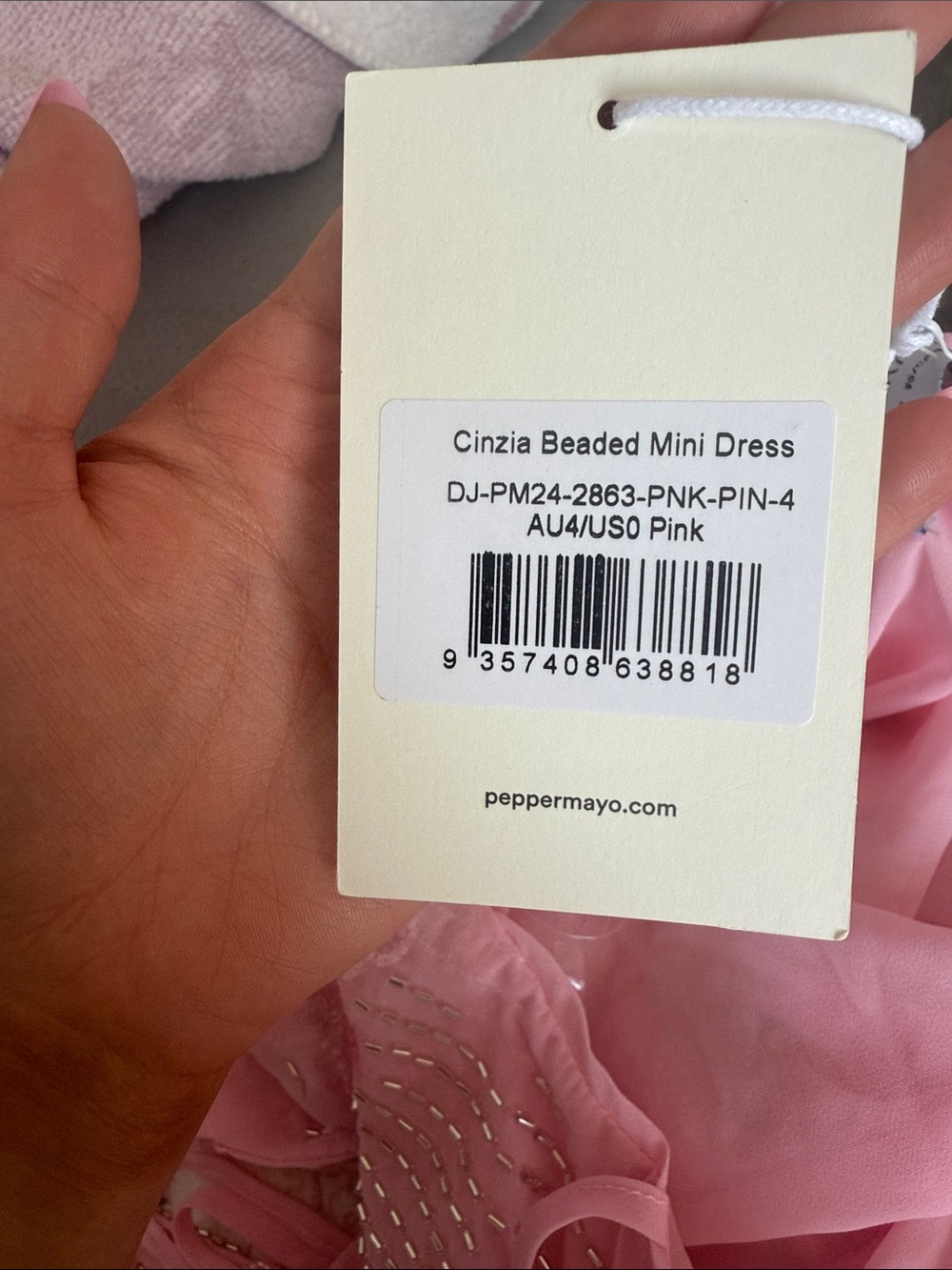 Peppermayo Cinzia Beaded Mini Dress - Pink - Picture 4 of 4